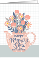 Happy Mothers Day Surrogate Mother Teapot of Flowers card