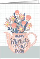 Happy Mothers Day Baker Teapot of Flowers and Hand Lettering card