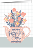 Happy Mothers Day Minister Teapot of Flowers and Hand Lettering card
