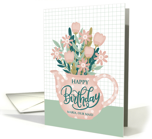 Customize Occupation Maid Birthday Pink Polka Dot Teapot... (1687634)