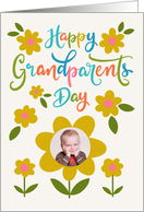 Happy Grandparents Day with Flowers and Hand Lettering Custom Photo card