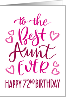 Best Aunt Ever 72nd Birthday Typography in Pink Tones card