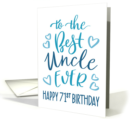 Best Uncle Ever 71st Birthday Typography in Blue Tones card (1698732)