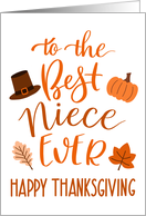 Best Niece Ever Thanksgiving Hand Lettering in Orange Hues card