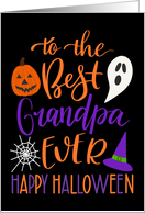 Best Grandpa Ever Happy Halloween Typography in Orange and Purple card
