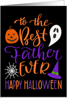 Best Father Ever Happy Halloween Typography in Orange and Purple card