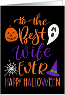 Best Wife Ever Happy Halloween Typography in Orange and Purple card