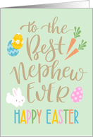Best Nephew Ever Happy Easter Typography with Eggs Bunny and Carrots card