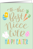 Best Niece Ever Happy Easter Typography with Eggs Bunny and Carrots card