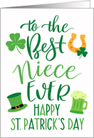 Best Niece Ever Happy St Patricks Day with Shamrocks Green Beer card