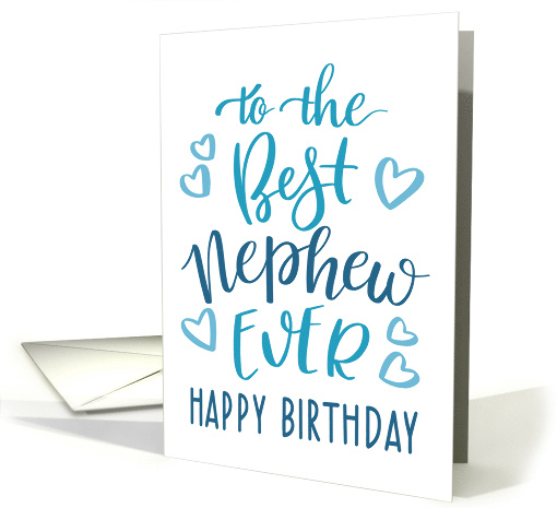 Best Nephew Ever Happy Birthday Typography in Blue Tone card (1741886)