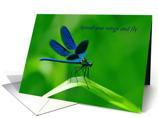 Goodbye Farewell You'll Be Missed Cobalt Blue Dragonfly card (1460970)
