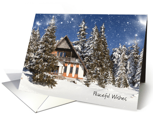 1st Christmas Alone Without Wife Snowy Winter Peace Cottage card