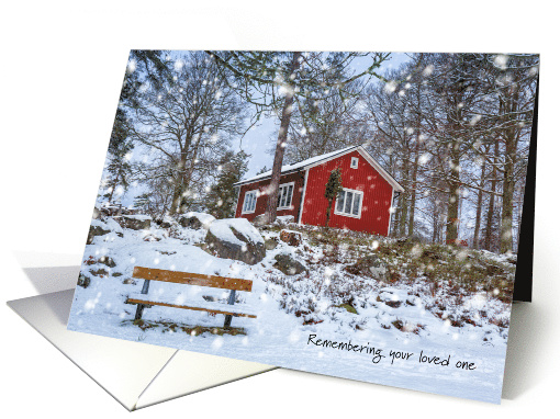 First Christmas Alone Snowy Red House Loss of Loved One card (1505370)