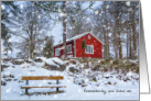 First Christmas Alone Snowy Red House Loss of Loved One card
