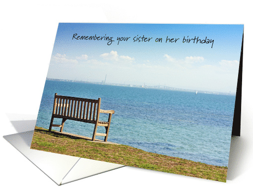 Birthday Remembrance of Sister Empty Bench by Water card (1507460)
