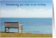 Birthday Remembrance of Sister Empty Bench by Water card