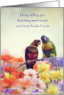 Both of us Miss You Flower Garden Parrots card