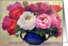 Peony Flowers in a Blue Vase for Wedding Anniversary card