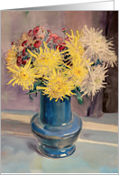 Chrysanthemum and Poppy Flowers for Birthday card