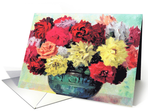 Colorful Roses in a Vase for Mother and Mother's Day card (1469626)