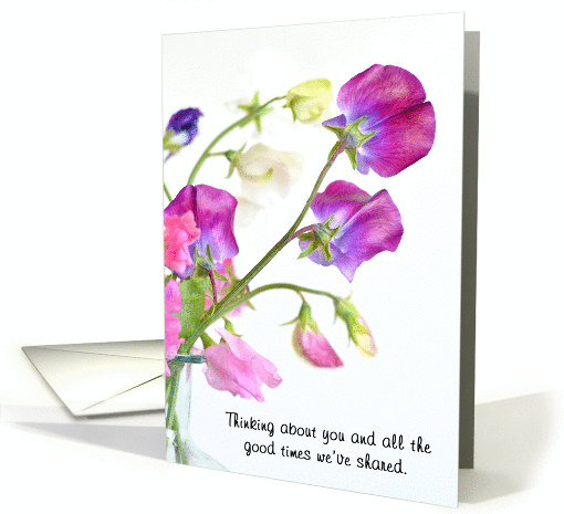 Thinking of you Purple Sweet Peas card (1461142)