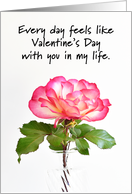 Valentine for Loved One Pink Rose in Glass Vase card