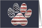 Patriotic, American Flag Dog Paw, Blank card