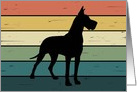 Great Dane Dog on Retro Rainbow Background card