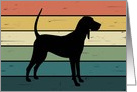 Coonhound Dog on Retro Rainbow Background card