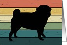 Pug Dog on Retro Rainbow Background card