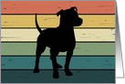 Pit Bull Dog on Retro Rainbow Background card