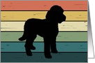 Labradoodle Dog on Retro Rainbow Background card