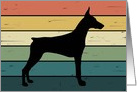 Doberman Pinscher Dog on Retro Rainbow Background card