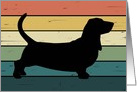 Basset Hound Dog on Retro Rainbow Background card