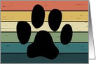 Dog Paw on Retro Rainbow Background card