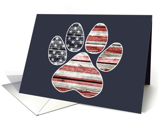 Patriotic, American Flag Dog Paw, Blank card (1467062)