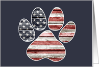 Patriotic, American Flag Dog Paw, Blank card