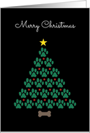 Merry Christmas Dog Paw Holiday Tree from our Pack to Yours card