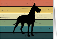 Great Dane Dog on Retro Rainbow Background card