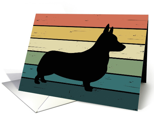 Corgi Dog on Retro Rainbow Background card (1564502)