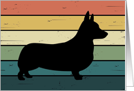 Corgi Dog on Retro Rainbow Background card