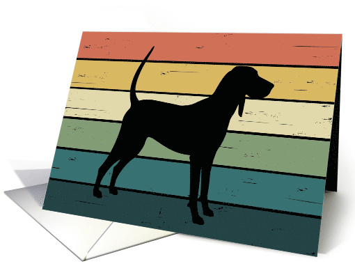 Coonhound Dog on Retro Rainbow Background card (1564504)