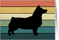 Swedish Vallhund Dog on Retro Rainbow Background card