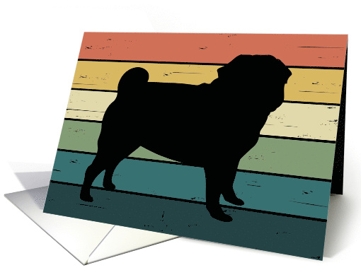 Pug Dog on Retro Rainbow Background card (1564516)