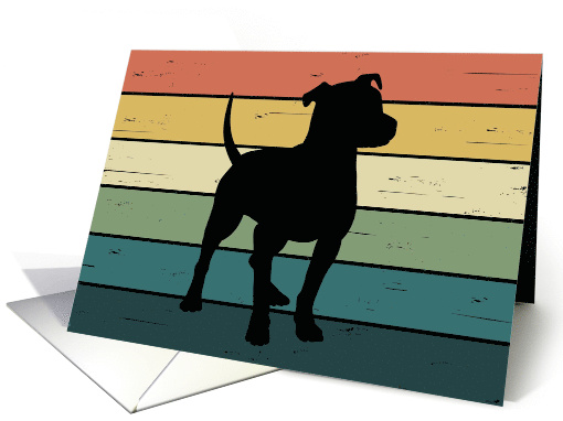 Pit Bull Dog on Retro Rainbow Background card (1564518)