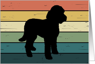 Labradoodle Dog on Retro Rainbow Background card