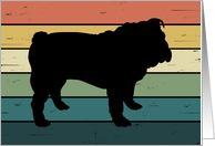 English Bulldog on Retro Rainbow Background card