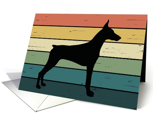 Doberman Pinscher Dog on Retro Rainbow Background card (1564536)