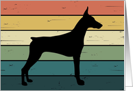 Doberman Pinscher Dog on Retro Rainbow Background card